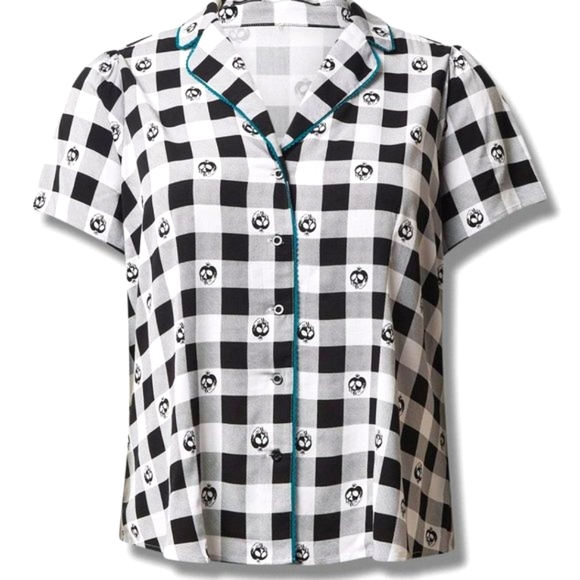 ❤️NWT VINTAGE TORRID BLOUSE - DISNEY VILLAINS POISON APPLE RETRO BUTTON TOP - Picture 10 of 12